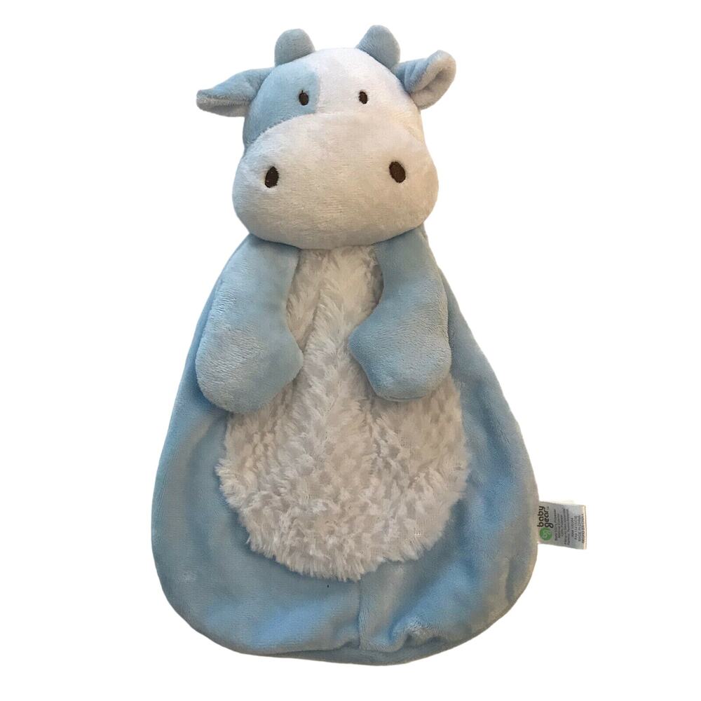 Baby Gear Blue and White Cow Lovey Security Blanket Toy Squeaker